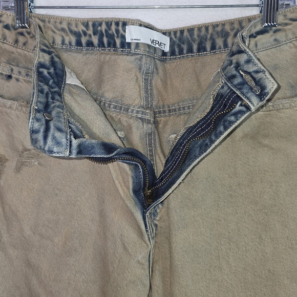 Vervet Distressed Straight Leg Jeans Tan Beige Wash Women’s Size 30 - Picture 3 of 11